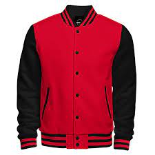 red and black customized varsity jackets