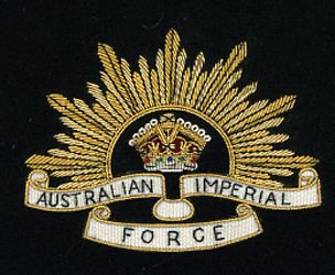 AUSTRALIAN IMPERIAL FORCE, Army badge, Bullion embroidery, Bullion