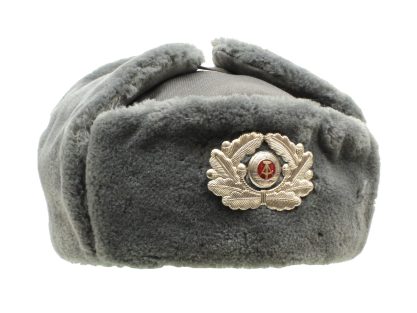 VINTAGE EAST GERMAN ARMY DDR NVA HAMMER & COMPASS FLEECE MILITARY HAT