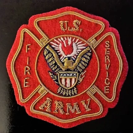 US ARMY FIRE SEVICE BADGE NEW BULLION HAND EMBROIDERED CP MADE FREE SHIP USA