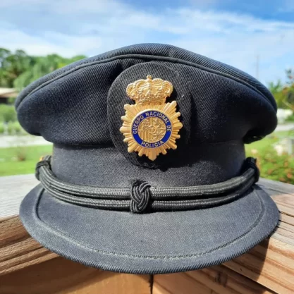 Vintage Spanish National Spain Police Corp Officer Hat Helmet Cap Kepi Collectable Collectors Badge Uniform Authentic Military Used RARE