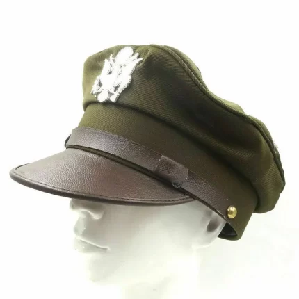 WW2 US Army Air Corps Officer Crusher Hat Military Cap Size L Silver Eagle PIN