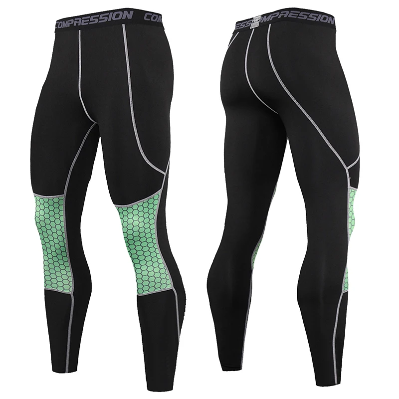 3D Print Compression Men Tight Leggings Running Sports Quick-drying Gym Fitness Tights Workout Training Skinny Pants,