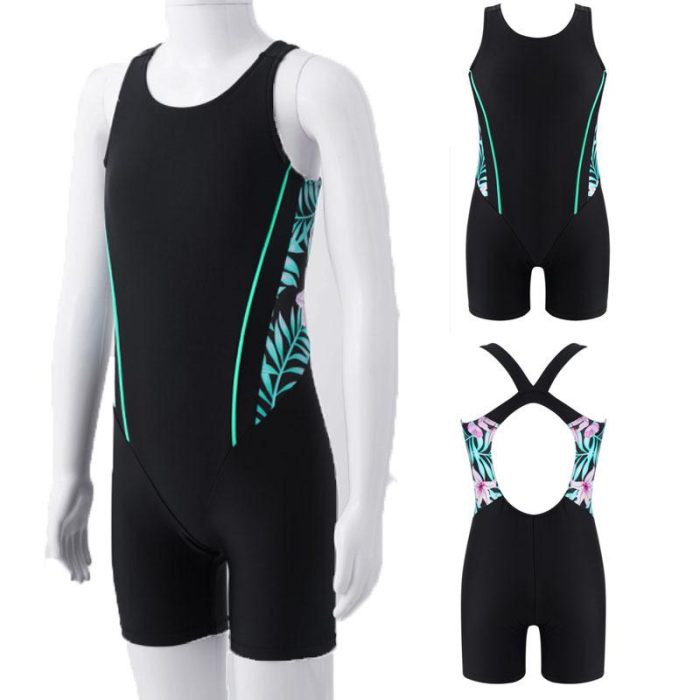 Aislor Girls Boyleg Cutout One-piece Swimsuits Swimming Costume Athletic Rash Guard Bathing Suit Swimwear