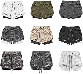 Men's in Running Shorts Quick Dry Athletic Shorts with Liner, Workout Shorts with Zip Pockets and Towel Loop