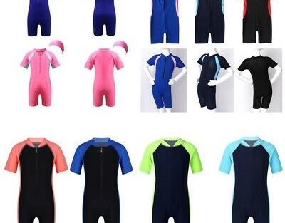 Boys Girls One-piece Swimsuit Kids Short Sleeve Surfing Bathing Suit Rash Guard,