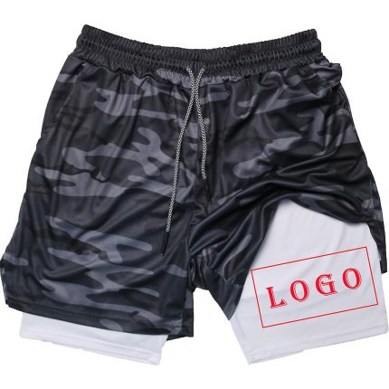 Diy Customized Men's Gym Shorts Double-deck Grid Quick Dry Sport Shorts Fitness Workout Short Pants Design Your Logo Sweatpants