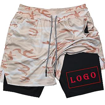 Diy Customized Men's Gym Shorts Double-deck Grid Quick Dry Sport Shorts Fitness Workout Short Pants Design Your Logo Sweatpants,