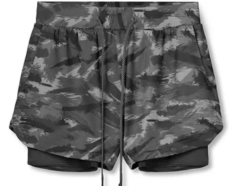 Men's Functional Hybrid Training Shorts Grey Graffiti Camouflage