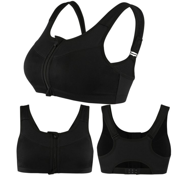 Women Shockproof Sports Bra High Impact Front Zipper Closure Padded Yoga Bra Gym,