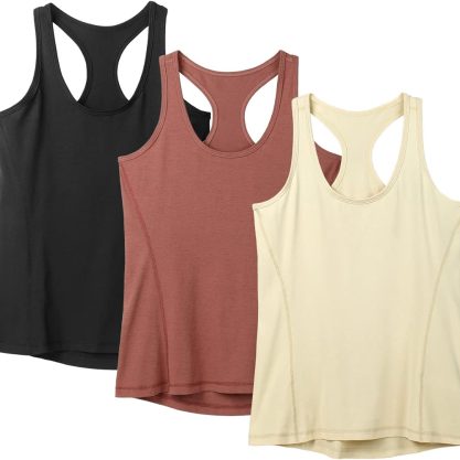 Workout Tank Tops for Women - Athletic Training Racerback Yoga Tops, Running Gym Exercise Shirts (Mauve Shadows,Brook Green)